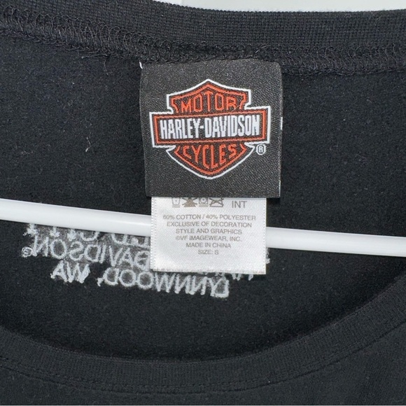 Harley Davidson Women’s Black Long Sleeve Shirt Emerald City Size S - Picture 3 of 7